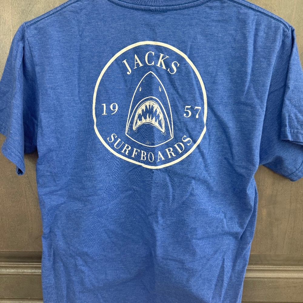 Jack's Surfboards Boys Blue Shark T-shirt, Size Large